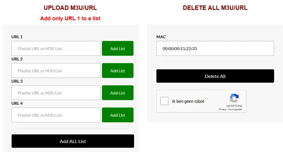 entrez l'adresse de laliste M3U