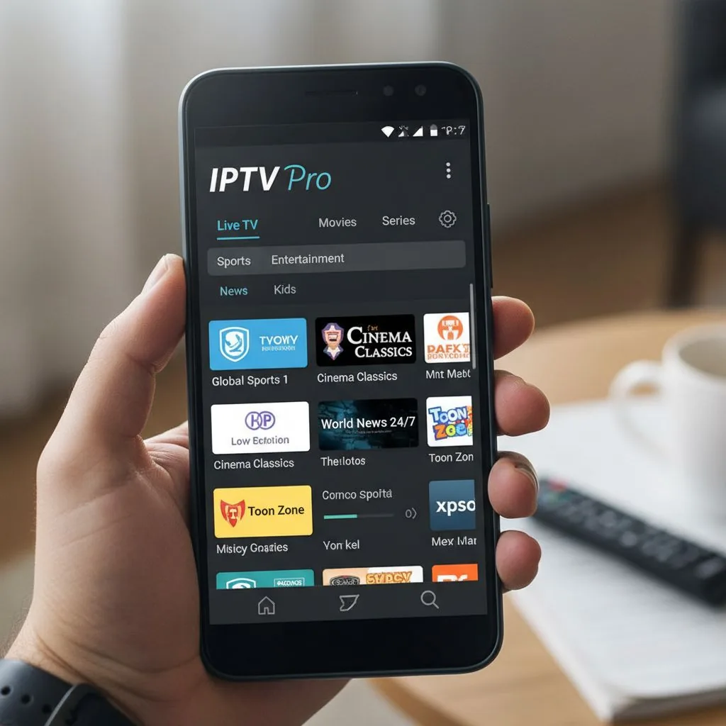 application IPTV Pro sur un smartphone Android
